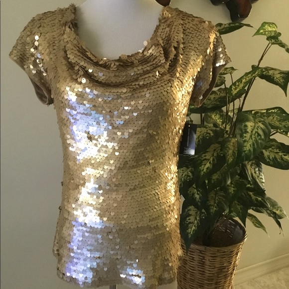 INC International Concepts Tops - INC GOLD SEQUIN TOP/ NWOT/ SIZE M/ PERFECT PARTY
